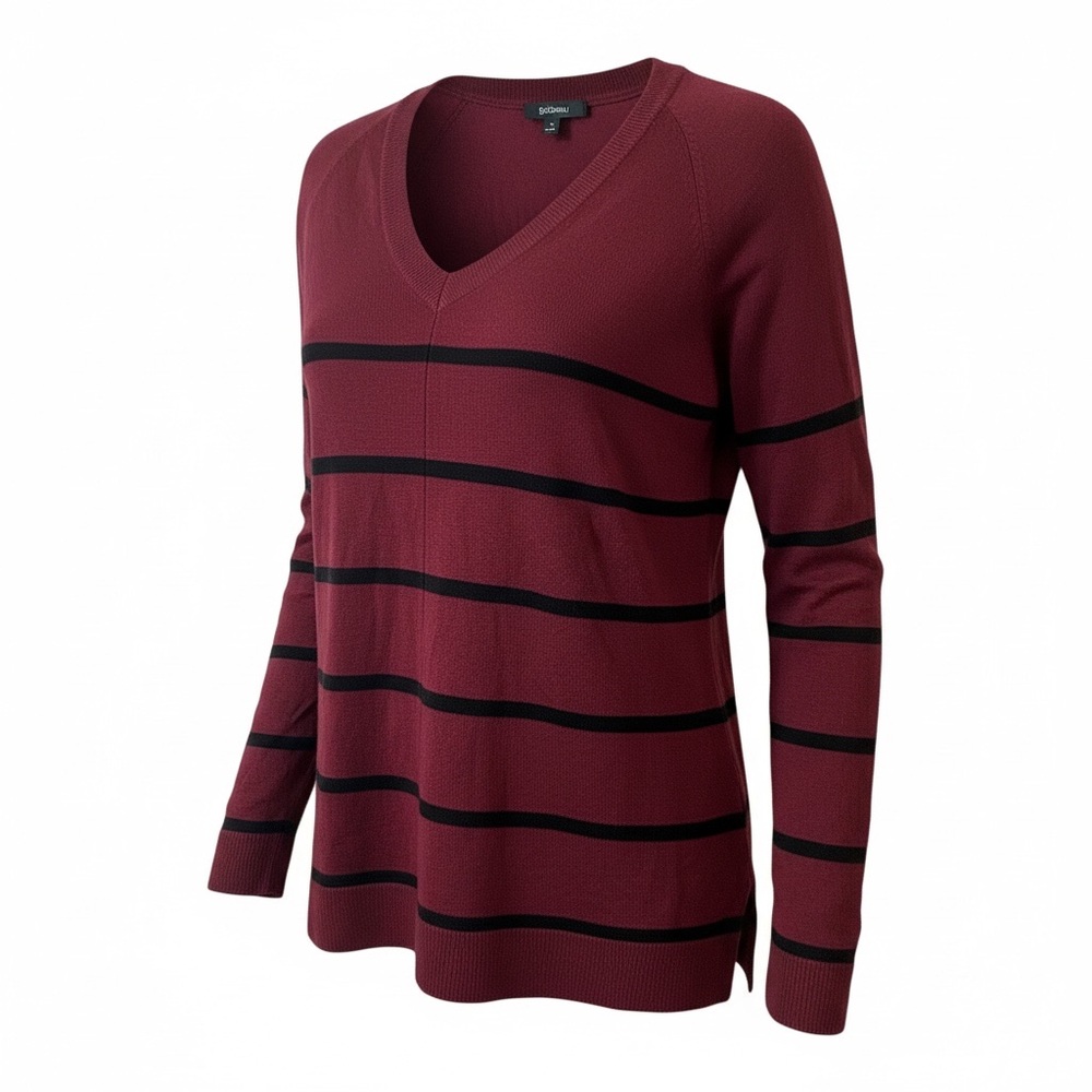 Nordstrom Deep Wine and Black V-Neck Sweater